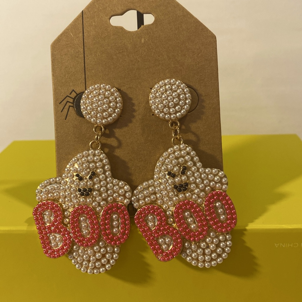 Happy Halloween Boo Ghost Earrings Nwt